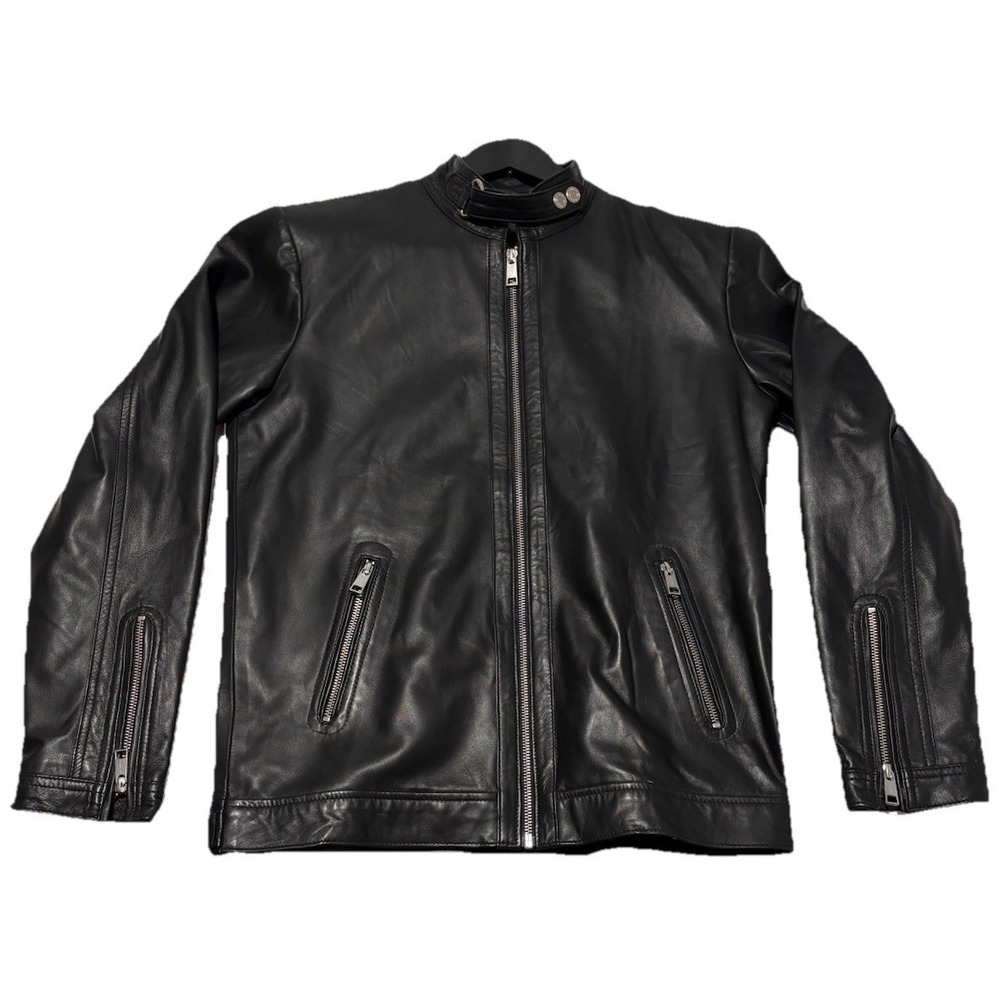 Leather Cult Handcrafted SOFT Black Genuine Leather Jacket Zippered Pockets Mint - Picture 3 of 16